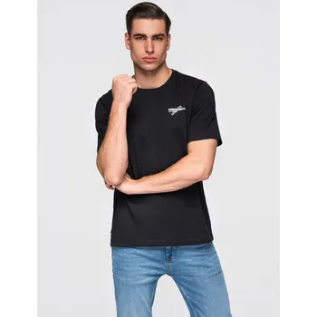 Pánské oblečení Pánské tričko s malým potiskem na hrudi - černé V2 OM-TSPT-0258 - M
