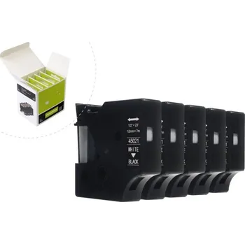 Pásek do tiskárny Náhradní páska JetWorld Dymo D1 bílá na černé 12mm x 7m (5ks) LM100, LM100+, LM200, LM300, LM400, LM420P, LM350, LM350D, LM360D, LM450D, LM260P, LM120P, LM500TS, LM160, LM210D, LM280, LM150, LM220 (45021) (S0720610)