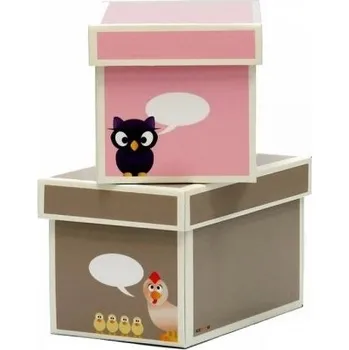 Úložný box Kroom Krabice menší 2 ks, 21 × 26 × 15 cm, růžová a hnědá