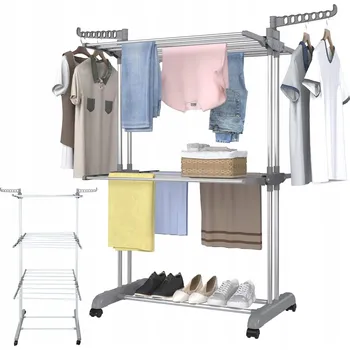 Sušák na prádlo SUŠÁK NA PRÁDLO VERTIKÁLNÍ ROZKLÁDACÍ 45KG 4 ÚROVNĚ KOLEČKA BRZDY 179X126CM