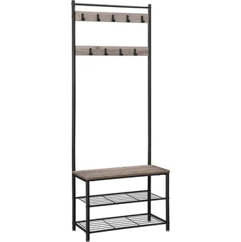 VASAGLE Stojan černý, lamino a ocel, moderní stojací design 70 × 32 × 175 cm