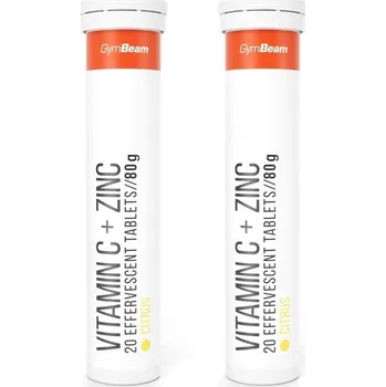 Zdraví GymBeam Vitamin C + zinek šumivé citrusové ovoce 2 × 20 tablet