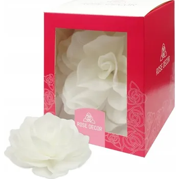 Jedlá dekorace na dort Růže Pastella oplatková bílá 1 kus VELKÁ ozdoba DEKORACE NA DORT