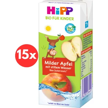 Dětská výživa HiPP BIO jemné jablko s neperlivou pramenitou vodou 15× 200 ml, 12m+