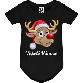 Kojenecký body Vánoční kojenecké body sob v čepici Barva: Černá, Velikost: 3M