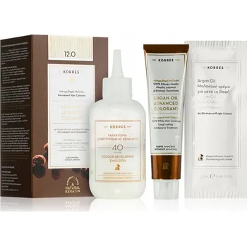Barva na vlasy Korres Argan Oil permanentní barva na vlasy s arganovým olejem, odstín 12.0 Sp