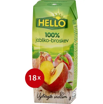 HELLO 100% Jablko-Broskev 18× 250 ml