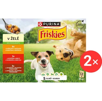 Krmivo pro psa Friskies Adult kapsičky pro psy hovězí, kuře, jehněčí v želé 12x85 g 2ks