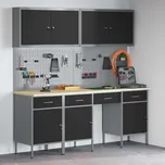 vidaXL Pracovní skříň se zásuvkou 10 pcs Černá Inženýrské dřevo a ocel [3321470]