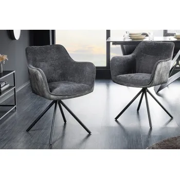Jídelní židle Designová otočná židle Rahiq tmavě šedý samet - skladem