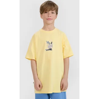 Chlapecké tričko 4F Tričko oversize s s potiskem pro chlapce - žluté, velikost 158 (12-13 let)
