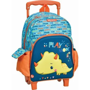 GIM S.A. Dětský cestovní batoh na kolečkách FISHER PRICE DINO oranžovo-modrý 31 cm