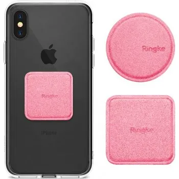 Telefonní příslušenství Ringke Magnetic Mount Metal Plate 2x PU kůže potažená samolepící kovová deska pro magnetické držáky do auta růžová (ACPU0002)