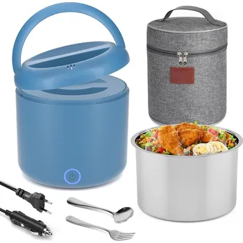 Svačinový box Přenosný vyhřívaný obědový box s příbory a izolovanou taškou na oběd, 12 /24 /230 Vabaso| 05, Barvy a parametry Modrá