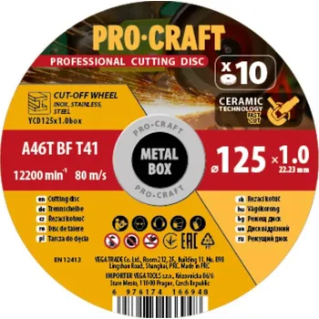 Příslušenství k nářadí Sada řezných kotoučů 125x1,0x22,23 mm, 10 ks