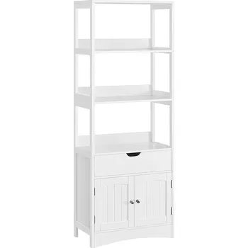 Koupelnový nábytek Koupelnová skříňka, vysoká skříňka se 3 otevřenými policemi, bílá barva