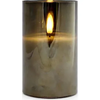 Svíčka DECOLED LED svíčka ve skle na baterie, Ø 7,5 × 12,5 cm, šedá