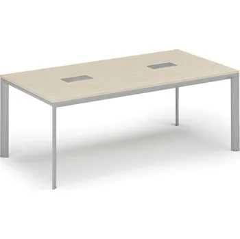 Kancelářská sestava Jednací stůl PRIMO INVITATION, 200x100 cm, bříza + 2x stolní zásuvka TYP VI, stříbrná