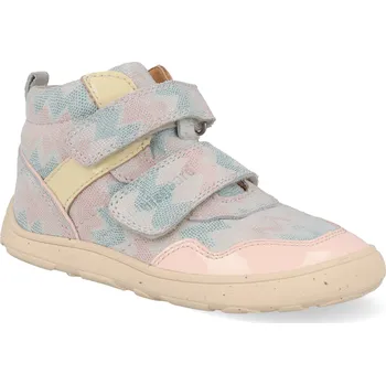 Barefoot dětské kotníkové boty Bisgaard - Becky Zikzag modro-růžové Velikost: 25