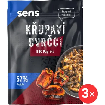 Sušené maso SENS Křupaví & pražení cvrčci - BBQ Paprika 3 x 16 g