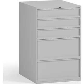 Skříňka na nářadí Zásuvkový dílenský box na nářadí k pracovnímu stolu, 5 zásuvek, 510 x 592 x 810 mm, šedá