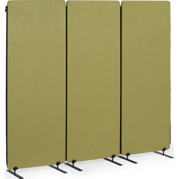 Obklad Akustický paraván, dělící stěna 160 x 60 cm, 3 ks v&nbsp;balení, textilní povrch, spojitelné zipem, zelená
