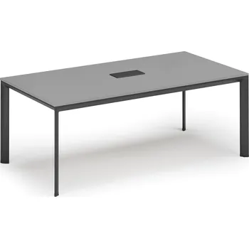 Kancelářská sestava Jednací stůl PRIMO INVITATION, 240x120 cm, šedá + stolní zásuvka TYP III, černá