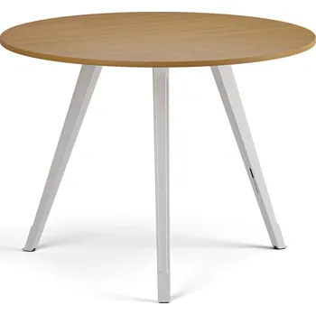 Konferenční stolek Konferenční stůl PRIMO ZEN, průměr 100 cm, bílá podnož, buk