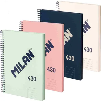 MILAN kroužkový A5 s linkovaným papírem, mix barev - balení 4 ks