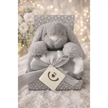 Dětská deka BIZZI GROWIN Plyšová hračka s dekou 75x100 cm Zajíček