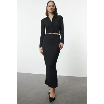 Dámská erotická souprava Trendyol Black Jacquard-Knit Bottom-Top Set Trendyol černá 2934118