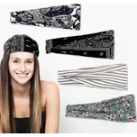4 ks boho čelenky pro ženy, protiskluzová široká vázaná čelenka, elastická módní vlasová páska,
