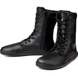 Ahinsa shoes Dámské barefoot zimní boty Jaya Winter na zip s černým kožíškem 37