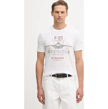 Pánské tričko Bavlněné tričko Aeronautica Militare TS2536UJ00641 bílá 00X, vel. M