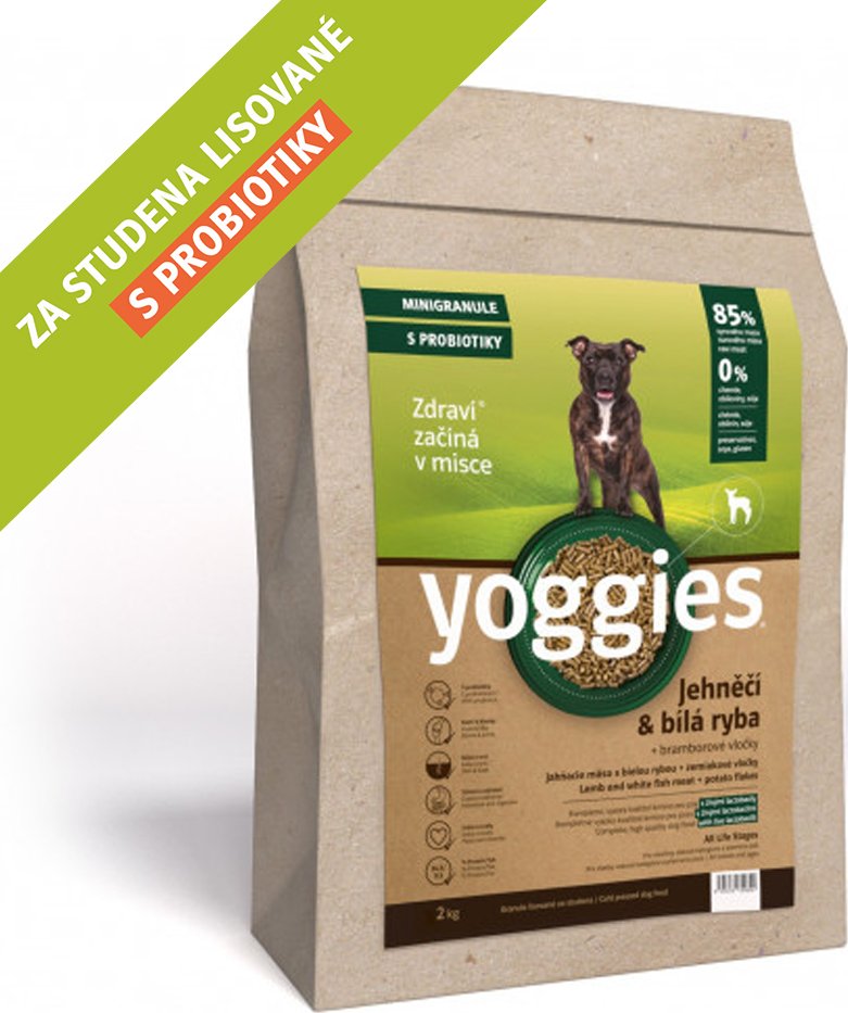 YOGGIES MINIGRANULE lisované za studena jehněčí a bílá ryba s probiotiky 2kg