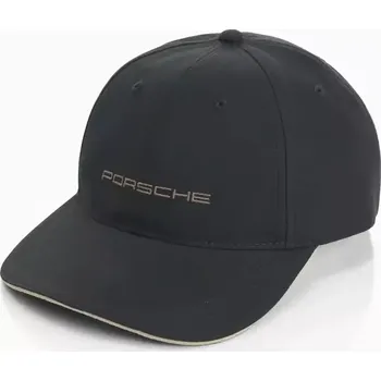 Kšiltovka PORSCHE Basic baseball cap Essential Čepice kšiltovka klasika s vyšívaným logem černá (Baseballová čepice s nápisem „PORSCHE“, kontrastním prošíváním a kovovou sponou.)