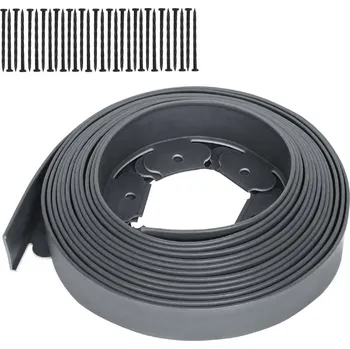 Zahradní obrubník LZQ Zahradní obrubník, ohebný, plastový, 10m, včetně 30 kolíků, šedý