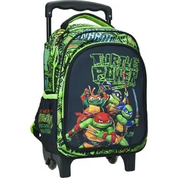 GIM S.A. Dětský cestovní batoh na kolečkách ŽELVY NINJA černo-zelený 30 cm