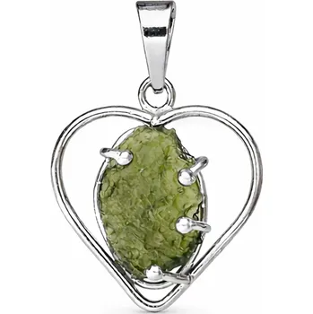 Přívěsek Stříbrný přívěsek s vltavínem srdce 37 0371