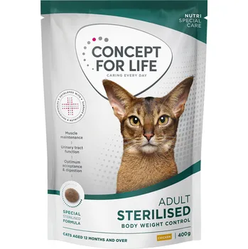 Krmivo pro kočku 400g Concept for Life Sterilised Cats s kuřecím - NOVINKA
