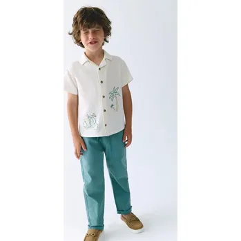 Chlapecké kalhoty Dětské lněné kalhoty Mayoral 3575.5C.Mini.PPY2 tyrkysová 67X, vel. 128