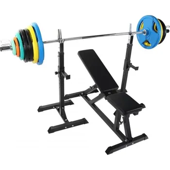 Gorilla Sports Posilovací lavice + nakládací set 127,5 kg