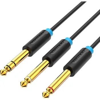 Datový kabel Vention TRS 6.5mm Male to 2*6.5mm Male Audio Cable 1m Black