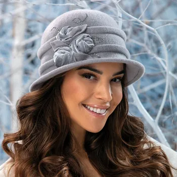 Čepice Šedý dámský klobouk zimní z 100% vlny Krumlovanka W-0878/529