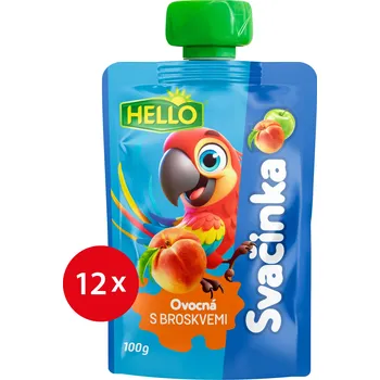 HELLO ovocná kapsička s broskvemi 12× 100 g