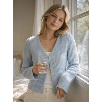 Dámský svetr Sinsay - Svetr na knoflíky - světle modrá - 641IJ-50X - 641IJ-50X-L