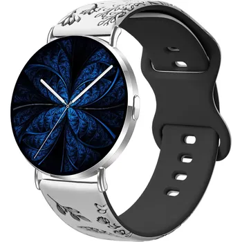 Chytré hodinky Madvell Elori stříbrná s silikonovým řemínkem pampeliška