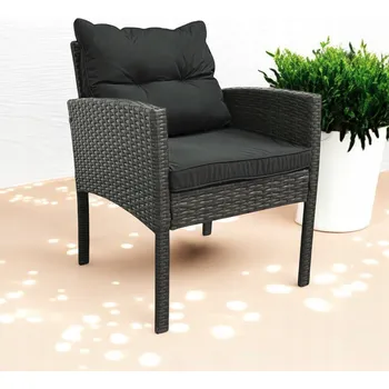 Zahradní stůl Šedé zahradní křeslo z technoratanu SFS078-SC se šedými polštáři