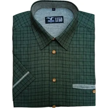 Pánská košile LUKO pánská tmavě zelená košile s krátkým rukávem košile: 50