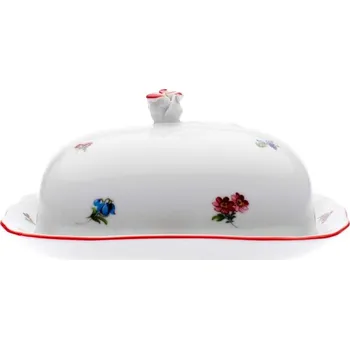 Máslenka Český porcelán, a.s., Dubí Máslenka, házenka s červeným proužkem, 250 g, Český porcelán Dubí